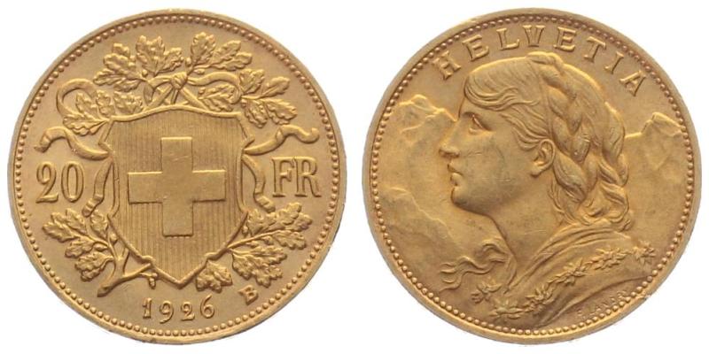 20 Franken 1926 B - Vreneli RAR